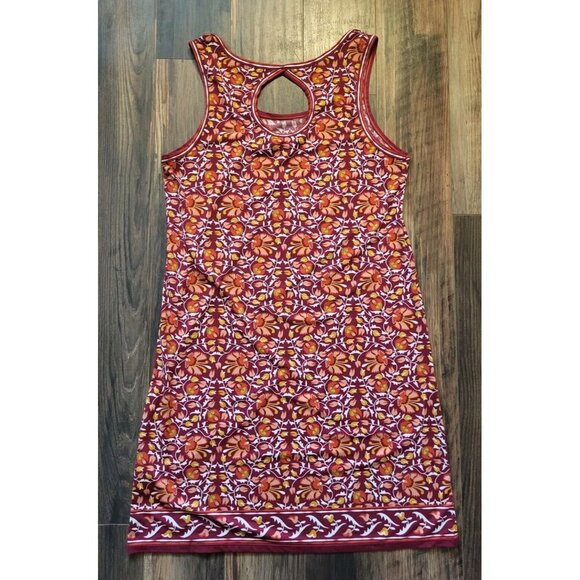 New Max Studio Burgundy Floral Tank Dress Sz L - Picture 4 of 8